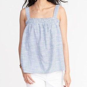 NWT Sleeveless Swing Top White Blue Size M